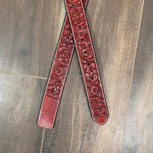 Ceinture en cuir usiné artisanale de haute qualité avec boucle de plaque à vis en cuir de vachette véritable au design occidental floral - Product Image 4