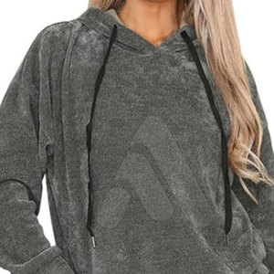 Conjunto Deportivo de 2 Piezas para Mujer, Invierno, Lavado Ácido, Diseño Sólido, Sudadera con Capucha, Pantalones Deportivos, Casual, Transpirable, Ecológico, 100% Algodón - Product Image 3