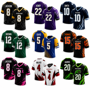 Wholesale Retro American Football Jerseys 100% Polyester Gradient Striped Short Sleeve Quick Dry Children Streetwear Custom - Product Image 4