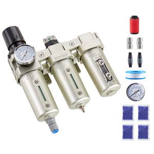 Sistema di Essiccazione dell'Aria a 3 Stadi 5 m 0,3 m 0,1 m con Filtri Micronizzatori, Filtro Regolatore per Compressore d'Aria in Metallo 1/2'' NPT - Product Image 1