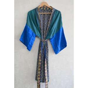 Luxury Breathable Plus Size Silk Patchwork <b>Kimono</b> Robe for Women Long Boho Designer Nightwear Gown Artwear Loungewear - Product Image 2