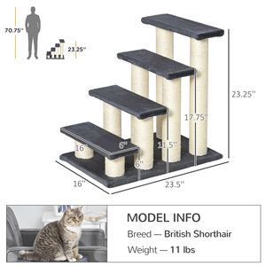 Albero per Gatti Moderno di Lusso con 4 Livelli, Cuccia per Gatti in Legno Ecologico, Tiragraffi Sicuro e Carino in Sisal per Letti Alti - Product Image 3