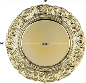 Platos Decorativos Estilo Francés Barroco Dorado al por Mayor para Bodas, Banquetes y Eventos - Product Image 2