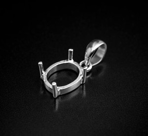 Handmade Solid 925 Silver 8x10mm Oval 4 Prong Setting Semi Mount Charm Pendant <b>Blank</b> Stone Setting DIY Keepsake Jewelry Findings - Product Image 4