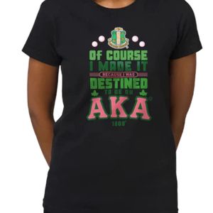 T-shirt noir AKA Destined To Be An AKA Crossing pour femme, en coton, à manches courtes, avec image graphique, décontracté, à la mode, pour la fraternité - Product Image 4