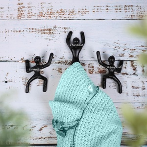 <b>Wall</b> <b>Hook</b> Sportsman Athlete Sculpture Cast Iron <b>Wall</b> Mount <b>Hook</b> Face Pattern Clothing Use Black Finish Decorative - Product Image 6