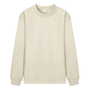 T-shirt basique à col montant en coton lourd 220 grammes, manches longues, 100 % coton, style streetwear personnalisé, pour le collège - Product Image 5