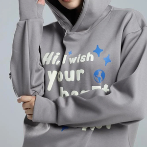 Hoodie surdimensionné personnalisé imprimé en relief, style streetwear, coupe courte, unisexe, pour hommes et femmes - Product Image 4