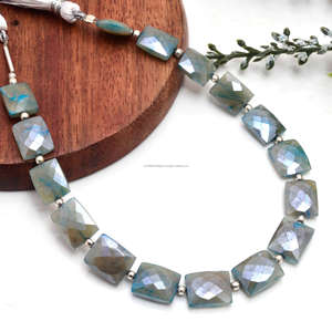 Cuentas Rectangulares Facetadas de Piedra Lunar Natural Hechas a Mano de Primera Calidad, 8 Pulgadas, 7x9, 9.5x11 mm, Hilo de Piedras Preciosas, Certificadas por Terceros - Product Image 3