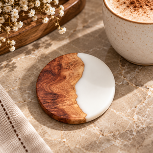Ensemble de 6 sous-verres en résine de bois de manguier pour tasses à thé, à café et mugs |   Sous-verres ronds pour table à manger, décoration de la maison et du bureau, et idéal pour offrir - Product Image 3