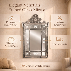 Miroir mural baroque vénitien de luxe, design vintage antique |   Miroir décoratif en verre orné pour salon, chambre à coucher, hôtel - Product Image 3