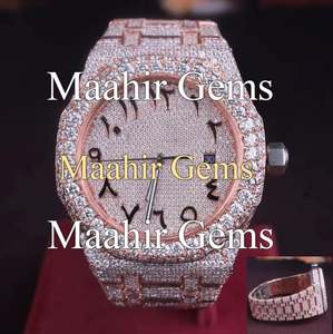 Reloj de Lujo de Acero Inoxidable con Diamantes de Moissanita Helados Estilo Hip Hop para Él, Esfera de Cristal Personalizada VS1, Resistente al Agua 10 Bares, Cierre de Pulsera - Product Image 2