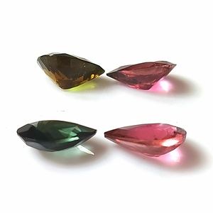 5.60 Carat Total Natural Pastel Multi-Color Mozambique Tourmaline Set 4-Piece Loose <b>7</b>×9 mm Pear Cut Calibrated Gemstones - Product Image 4