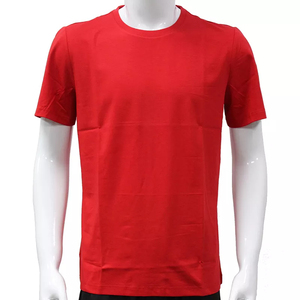เสื้อยืดแขนสั้นสีแดงสำหรับผู้ชาย ทรงปกติ ผ้าฝ้ายถัก 100% คอกลม สไตล์ลำลอง สีพื้น ผ้าไม่ยับ สตรีทแวร์ น้ำหนัก 230 กรัม แห้งเร็ว - Product Image 1
