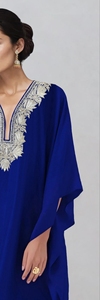 Hot Sale Beautiful Dubai Embroidery Breathable <b>Kaftan</b> Women V Neck Handmade Traditional Islamic Floor Length Polyester Clothing - Product Image 2