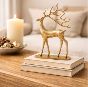 Luxury Golden Metal Reindeer Sculpture Modern Aluminum Standing Deer Figurine For Elegant <b>Christmas</b> Home Decor And Tabletop - Product Image 2