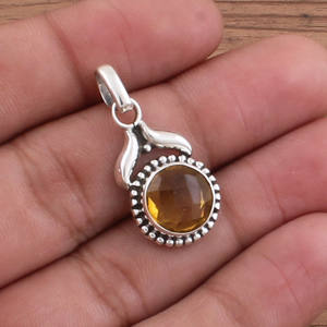 Colgante de Citrino Natural Chapado en Platino Vintage al por Mayor, Dije de Piedra Preciosa Amarilla de Plata de Ley 925, Precio al por Mayor del Fabricante - Product Image 2
