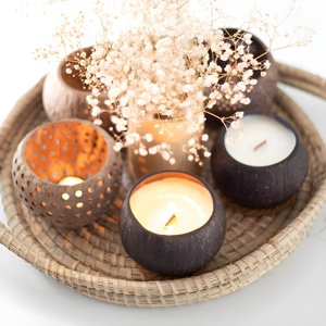 Bougie colorée en cire blanche, coquille de noix de coco, prix bon marché, g - Product Image 5