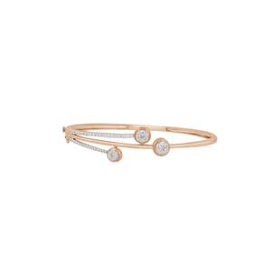 Brazalete de Diamantes de Tres Piedras para Mujer, Banda Pavé con Diamante Solitario Cultivado en Laboratorio, Brazalete Étnico para Fiestas - Product Image 2