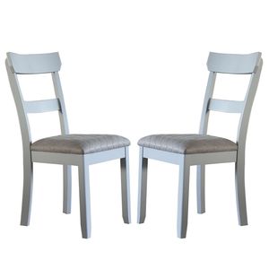 Juego de 2 sillas de comedor con cojín de asiento tapizado en gris bicolor, color gris perla - Product Image 1