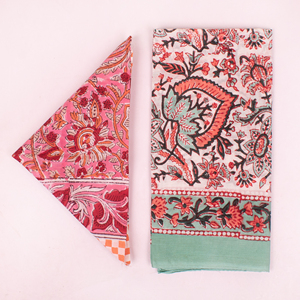 Hand Block Printed Cotton Fashion Summer Soft <b>Bandana</b> Scarf with Floral Design-Hiking Travel Accessories - Product Image 2