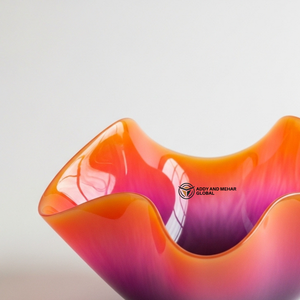 ชามเสิร์ฟตกแต่งรูปทรงคลื่นหลากสี ไล่เฉดสีส้ม ชมพู ม่วง ของตกแต่งศิลปะสมัยใหม่ ชามใส่ผลไม้ ขนมขบเคี้ยว - Product Image 3