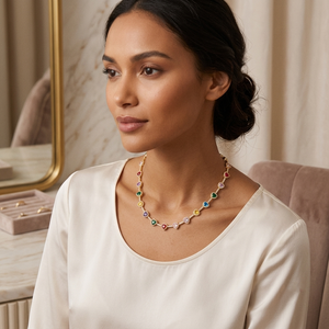 Collier avec pendentif en forme de cœur en argent sterling 925 de qualité supérieure, zircon cubique coloré, bijoux multicolores pour femmes, cadeau de luxe - Product Image 5