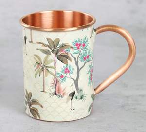 Botanical Print Copper <b>Mug</b> With Nature Inspired Artwork Handmade Premium Drinkware For Home Cafe Hotel And Gifting - Product Image 3