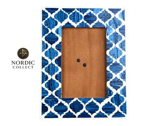 กรอบรูปเรซิ่นสีน้ำเงินทองเหลืองแนวตั้ง ทำมือ เป็นมิตรกับสิ่งแวดล้อม คุณภาพสูง สำหรับตั้งโต๊ะ ตกแต่งบ้าน สำนักงาน - Product Image 1