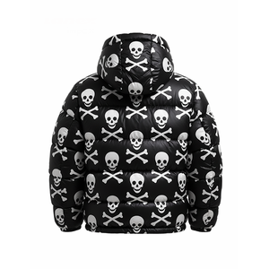 Veste matelassée noire unie pour homme avec fermeture éclair, capuche, style streetwear, coupe musculation, personnalisable avec logo OEM - Product Image 5