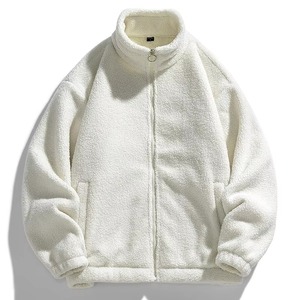 White <b>Sherpa</b> Fleece Jacket Zip Up Teddy <b>Coat</b> Stand Collar Thick Casual Outerwear for Men and <b>Women</b> - Product Image 6
