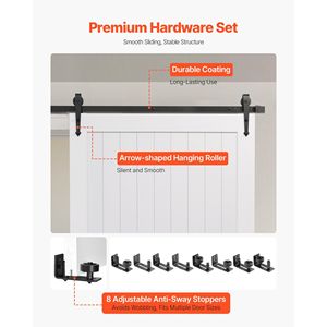 Porta Scorrevole in MDF ad Alta Resistenza 48 X 84 Pollici con Superficie Impermeabile in PVC, Kit di Facile Installazione - Product Image 5