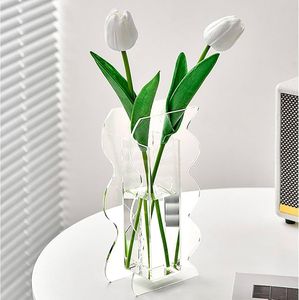 Vase à fleurs élégant et luxueux en acrylique avec matériau transparent durable pour la décoration de la maison et du bureau - Product Image 2
