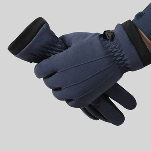 Gants d'hiver unisexes bleu foncé compatibles avec les écrans tactiles, en matière synthétique, avec sangle de poignet réglable pour l'extérieur - Product Image 3