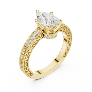 Elegant Yellow Gold Pear Cut Solitaire <b>Ring</b> Accents Luxury Bridal Engagement Wedding Jewelry <b>Custom</b> Wholesale Fashion <b>Rings</b> - Product Image 3