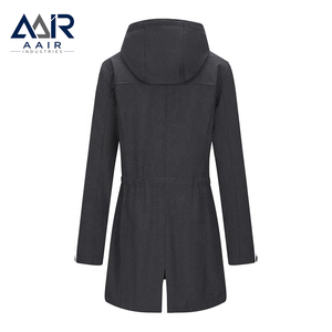 AAIR Industries <b>Women's</b> Hooded Long <b>Jacket</b> Polyester Windproof <b>Utility</b> Coat with Zipper Closure Solid Color Full Sleeve Autumn - Product Image 4