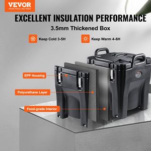 Trasportatore di cibo isolato 32Qt in acciaio inossidabile botte Top nero impilabile per ristorazione Hot Box maniglie integrali attrezzatura ristorante - Product Image 3