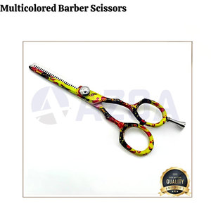 Professional Stainless Steel Multicolored Paper Coated Hair Cutting and Thinning Scissors <b>Set</b> with Barber <b>Razor</b> Kit - Product Image 3