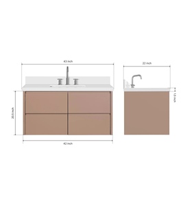Venta al por Mayor de Mueble de Baño Xerxes de 43 Pulgadas con Lavabo Individual, Solo Mueble, 4 Opciones de Acabado, Fabricante OEM de Vietnam - Product Image 2
