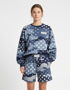 Wholesale New Style Heavy <b>Weight</b> High Quality Oversize Custom Pullover Sweatshirt And Matching Short <b>Set</b> <b>Woman</b> - Product Image 3