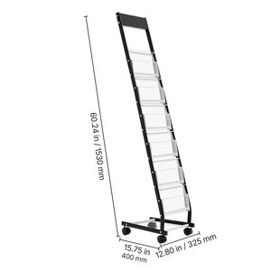 Espositore per Riviste in Metallo a 6 Ripiani con Ruote, Porta Brochure da Terra Mobile per Ufficio - Product Image 4