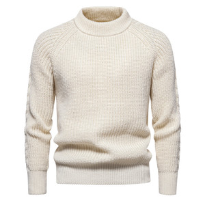 Pull-over col rond personnalisé OEM pour homme 100 % coton, anti-rétrécissement, jacquard, séchage rapide, tricot d'hiver, sweat-shirt avec logo frontal - Product Image 5