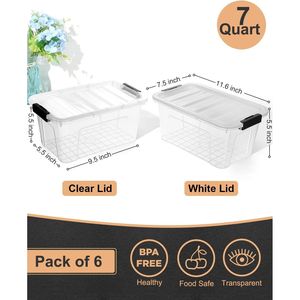 Contenitori di Plastica con Coperchi, Set da 6, Capacità 7 Quarti, con Chiusura a Fibbia Nera - Product Image 2