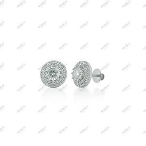 Boucles d'oreilles solitaires en diamant taillé brillant plaqué rhodium, bijoux de luxe pour femmes, cadeau pour fiançailles, mariage, anniversaire, fête - Product Image 2