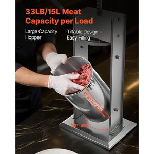 Insaccatrice Manuale Professionale per Salsicce 33 LBS/15 L, Insaccatrice Verticale a Doppia Velocità in Acciaio Inossidabile per Carne e Salsicce - Product Image 4