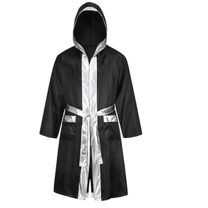 Robe de boxe de haute qualité, sur mesure, en satin coloré, avec capuche, vêtements d'arts martiaux, robe de boxe à vendre - Product Image 2