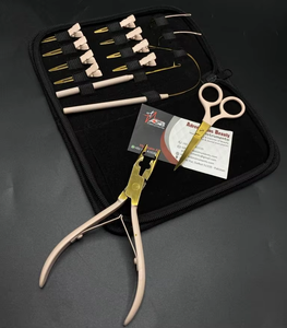Nude Peach Tan Gold Custom Logo Sew-in Micro-Beads Hair Extension <b>Pliers</b> <b>Set</b> Surgical Grade Stainless Steel Hair Extensions Tool - Product Image 6