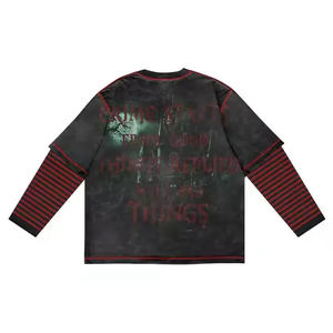 เสื้อยืดผู้ชายผ้าฝ้าย100% ลายว่างเสื้อยืดผู้ชายผ้าบาติกแขนสั้นขนาดใหญ่พิเศษวินเทจซักได้สองชั้น230GSM ขายส่ง - Product Image 4