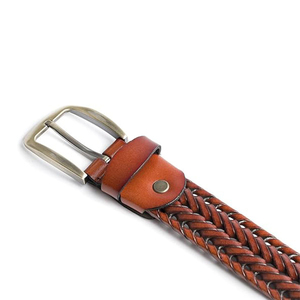 Cinturón de Cuero Trenzado de Alta Calidad, Diseño Personalizado Informal para Exteriores, Hebilla Cómoda, Cinturones de Cuero Genuino para Hombre - Product Image 4