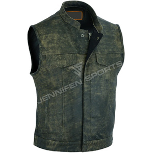 Gilet de motard en cuir véritable de haute qualité, style antique, personnalisé, pour homme, coupe moto, pour l'hiver. - Product Image 2